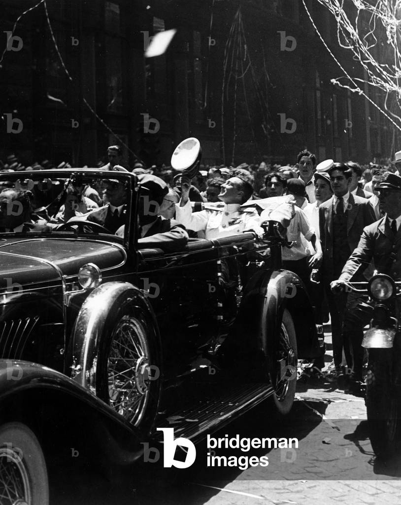 Chicago, Illinois, USA, July 11, 1930: “Ticker-tape parade” for Rear Admiral Richard Evelyn Byrd (1888-1957) to celebrate his return from Antarctica - Chicago, Illinois, USA, 11th July 1930: “Ticker-tape parade” to welcome Richard Evelyn Byrd (1888-1957) after his return from Antarctica