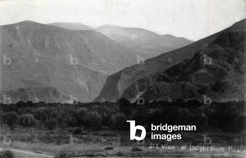 Greece, Delphi: site view from Itea - Postcard late 19th-20th century