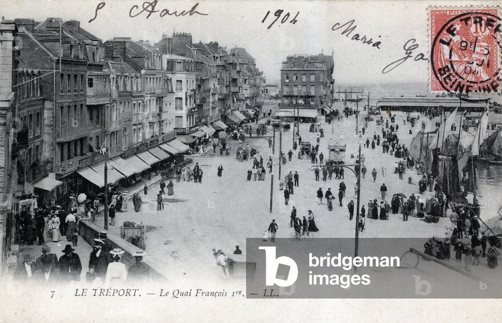 Normandy, Seine Maritime (76), Treport: view of the quai Francois 1er - Postcard dated 1904