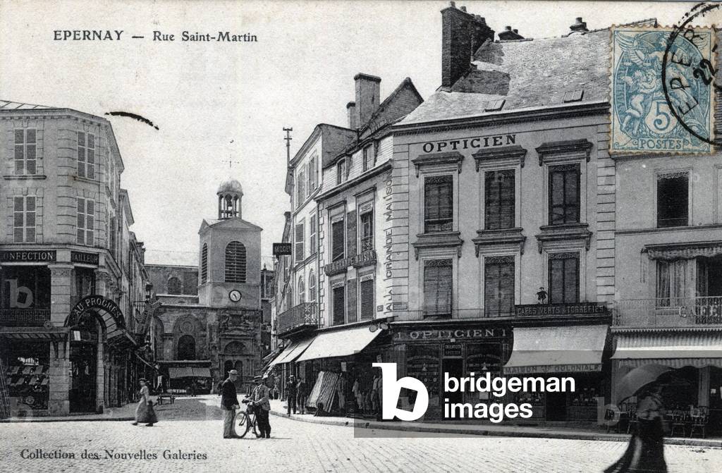 Champagne Ardenne, Marne (51), Epernay: view of rue Saint Martin - Postcard end 19th-20th century