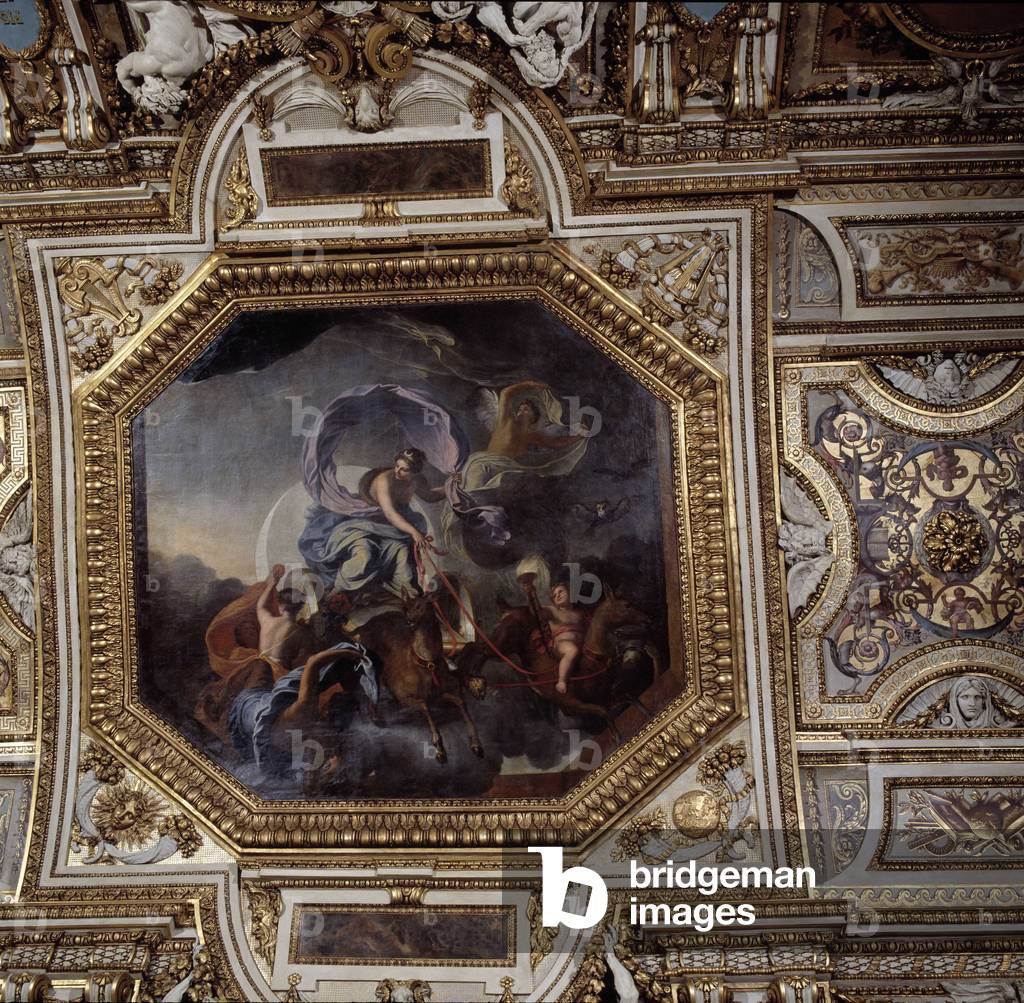 La Nuit ou Diane (1664 - 1677). Painting by Charles Lebrun (Le Brun) (1619-1690). Ceiling of the Galerie d'Apo