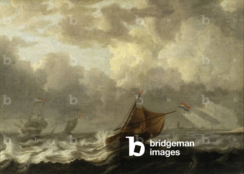 Immagine di Dipinto "Pezzo di mare (olio su tela)", 17th Secolo di Pieter the Elder Mulier, b/w