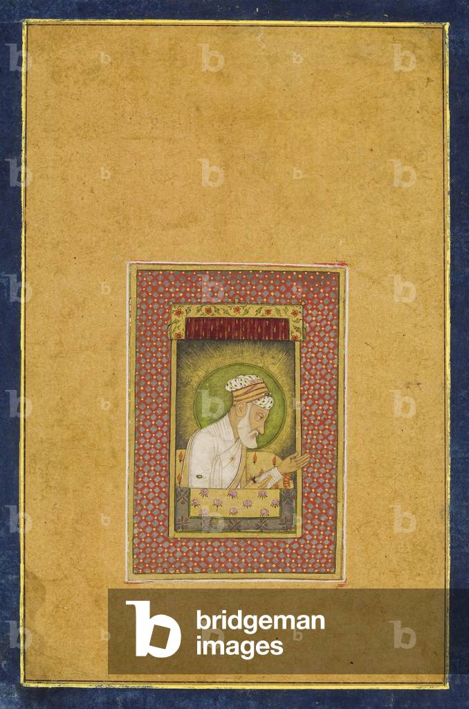 Portrait of a Moghul Emperor (gouache on gold-sprinkled paper)