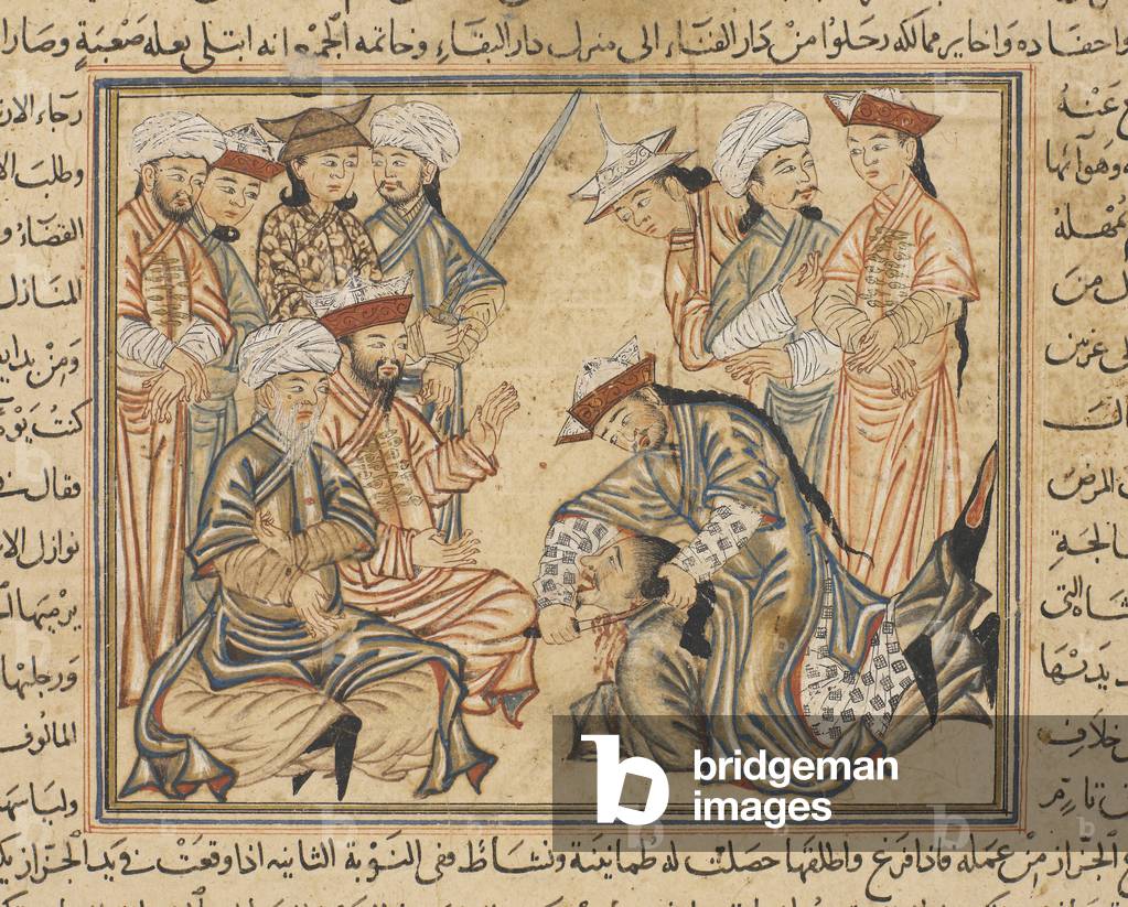 "Ms Or 20 f.117v Abu 'l-Husain è sequestrato dai suoi nemici e messo a morte a Bukhara", 14th Secolo di Islami