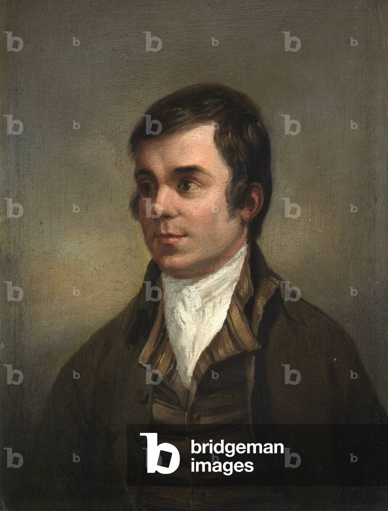 Bild von Gemälde "Robert Burns", 18. Jahrhundert von Alexander Nasmyth, b/w