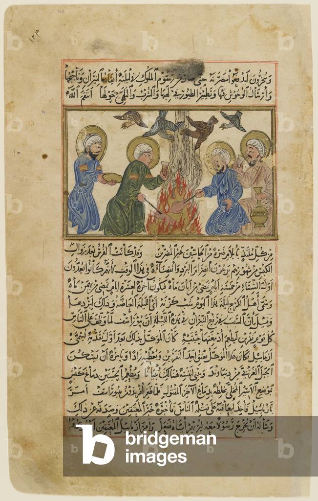 Immagine di Dipinto "O Ms 161 fol.103r La festa di Sada", 1307 di Islamic School, b/w