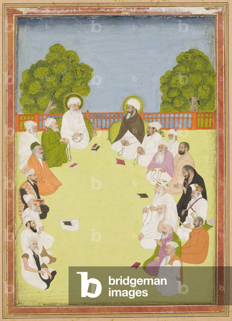 The Spiritual Circle (group of Holy men) (gouache on gold-sprinkled paper)