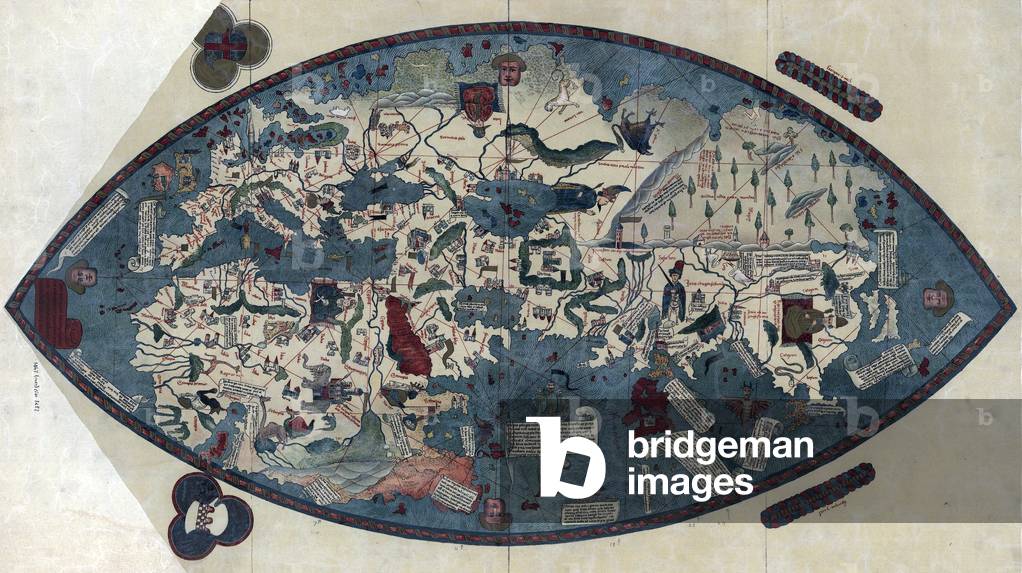 World Map by Paolo dal Pozzo Toscanelli shows lands of the Eastern Hemisphere is based on the conception of the Earth as a sphere,mid 15th century (engraving)