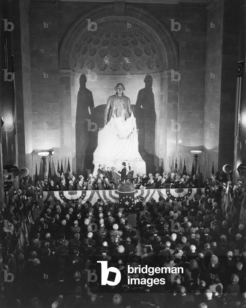 Unveiling of the George Washington Statue, at the National Masonic Memorial. President Harry Truman with Masons in Alexandria, Virginia. Feb. 22, 1950.
