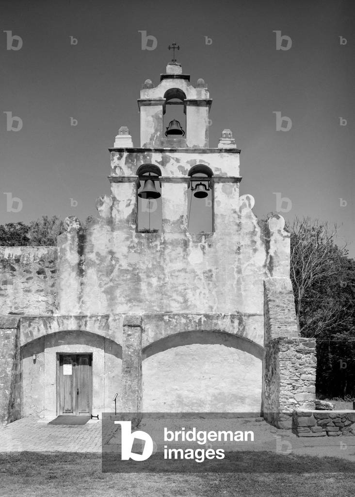 Mission San Juan de Capistrano, bell-tower. San Antonio, Texas