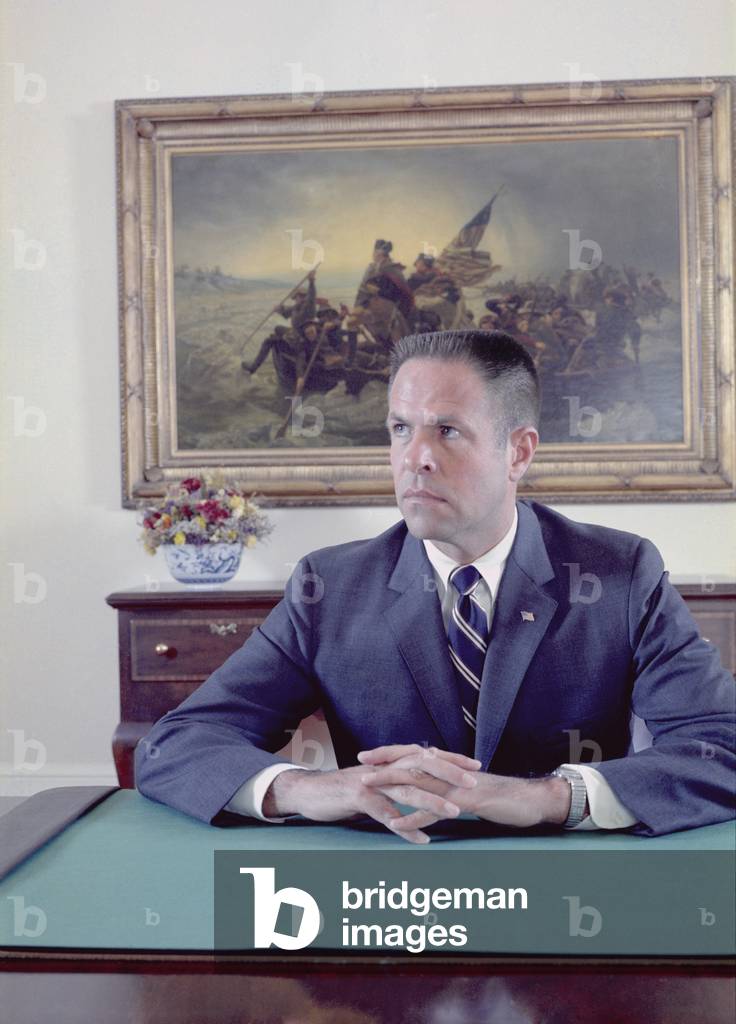 H. R. Haldeman served as White House Chief of Staff to President Nixon and for his role in the cover-up of the Watergate burglaries. He was convicted of conspiracy obstruction of justice and perjury on January 1 1975. Portrait c. 1969-72