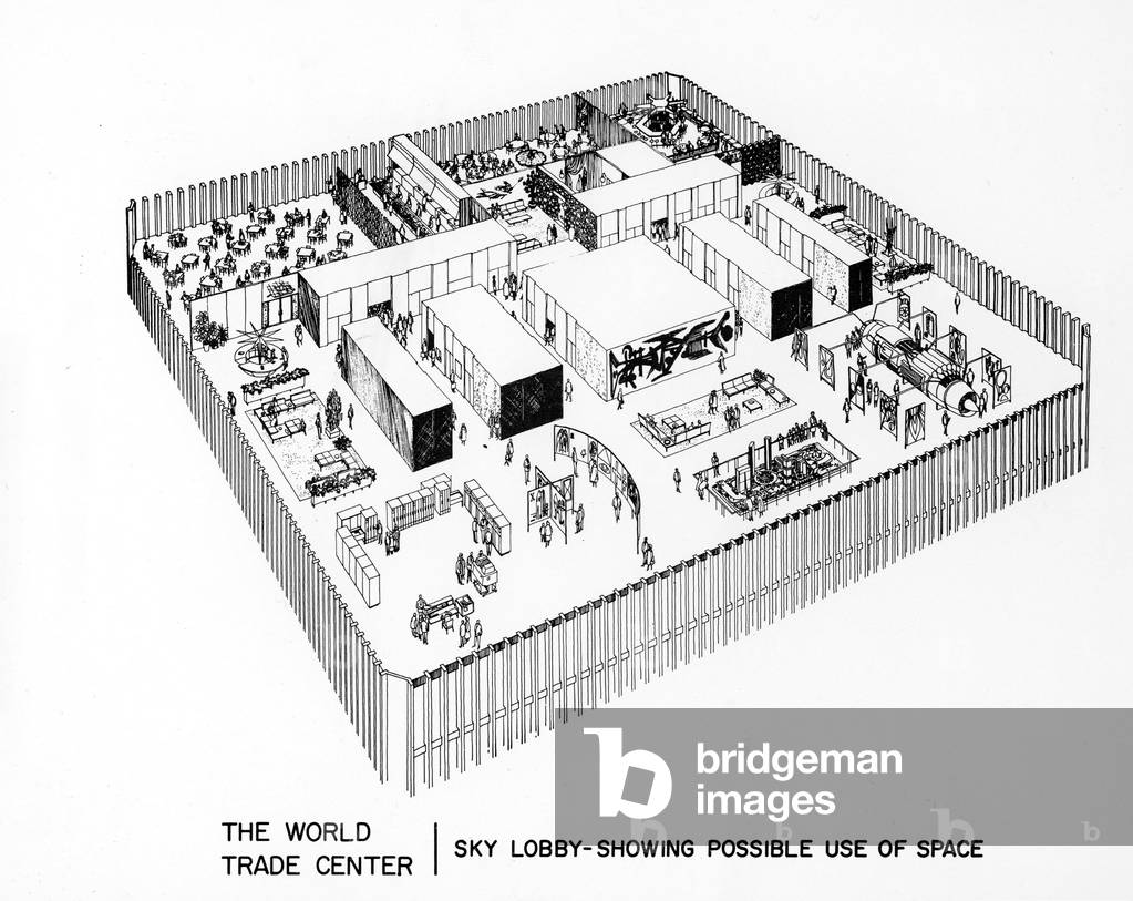 WORLD TRADE CENTER, diagram of proposed use of sky lobby space, dated 04-08-67.