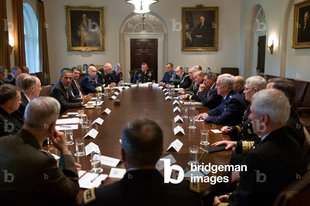 Pres. Barack Obama and VP Joe Biden meet with Combatant Commanders and senior military. Cabinet Room, White House, May 15, 2012