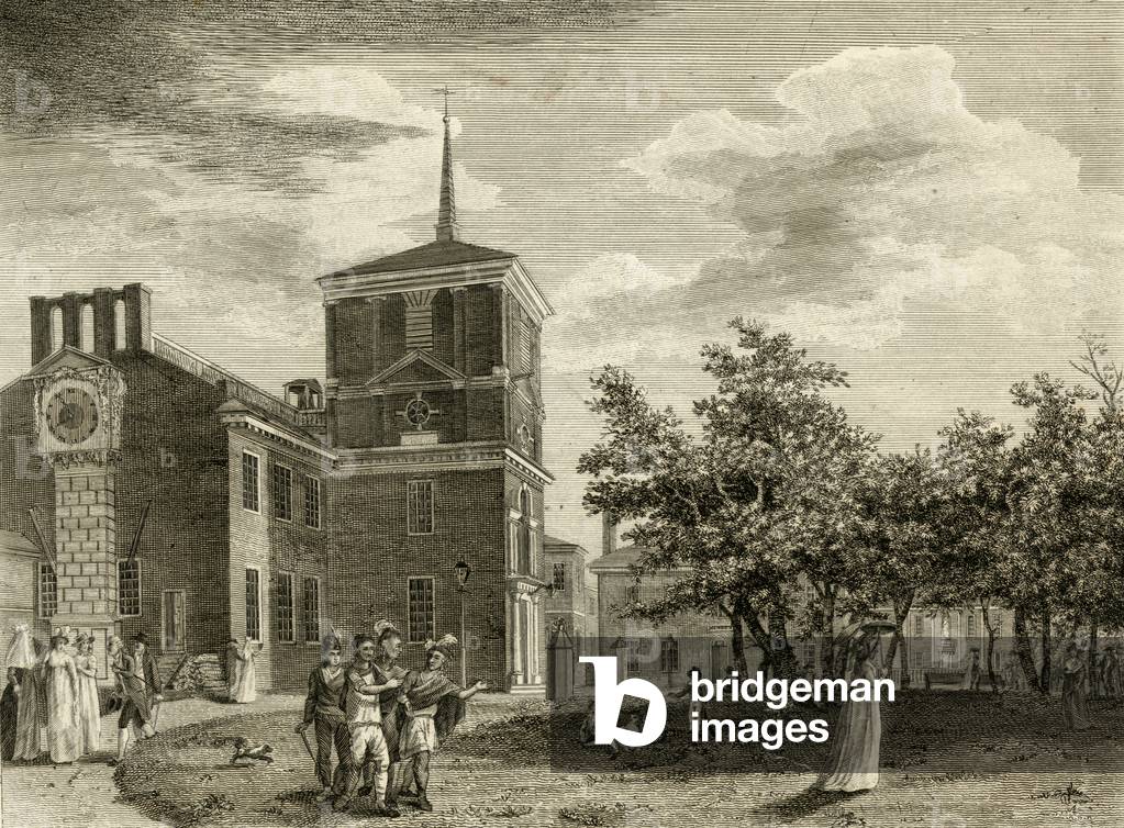 Back of the State House, Philadelphia. A view of Independence Hall in Philadelphia in 1799,by William Birch
