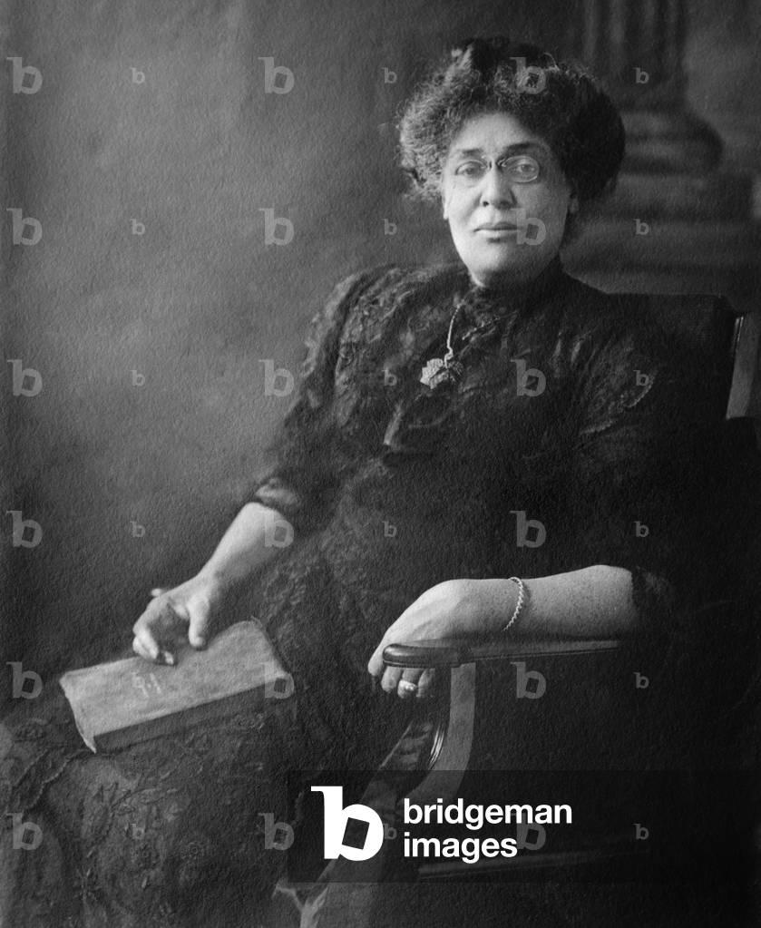 Margaret James Murray Washington (c. 1861) the third wife of Booker T. Washington from 1891 until his death in 1915. She was a teacher at Tuskegee Institute and supporting women's education. c. 1910