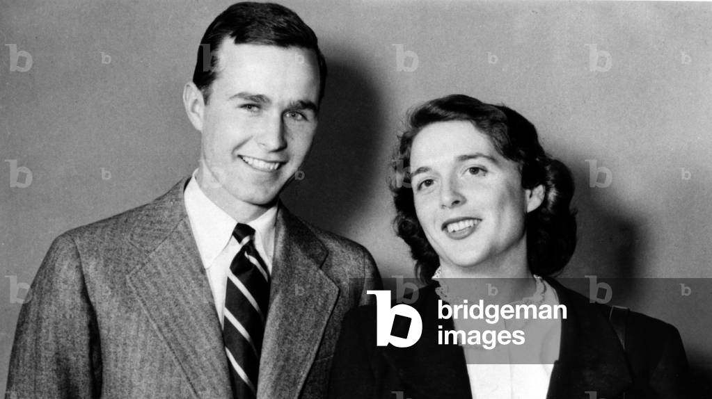 George Bush and wife Barbara, 1945.