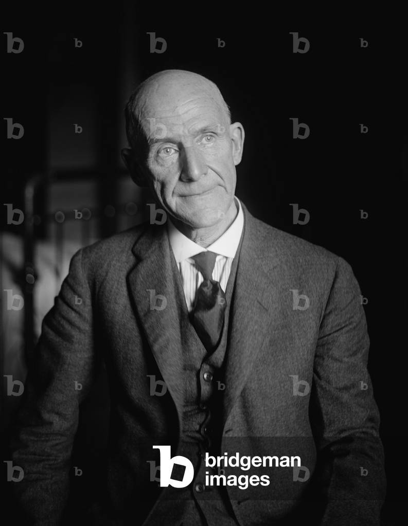 Eugene Debs (1855-1926) ran for U.S. President as the Socialist Party's candidate in 1900, 1904, 1908, 1912, and 1920, the last time from his prison cell. c. 1920
