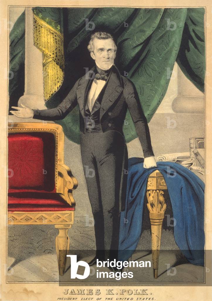 James K. Polk as President elect of the United States after the 1844 election. The Democratic Polk ran as an expansionist and took the country into war with Mexico