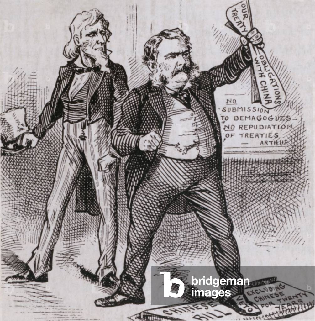 President Arthur, vetoed the 1882 bill forbidding immigration of laborers from China for 20 years, but later signed a 10 year limitation that remained in effect for decades