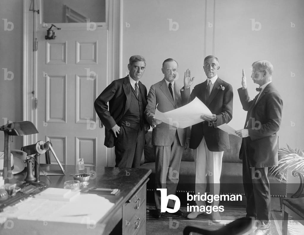 Campbell Bascom Slemp sworn in as Presidential Secretary to Calvin Coolidge, Sept 4, 1923