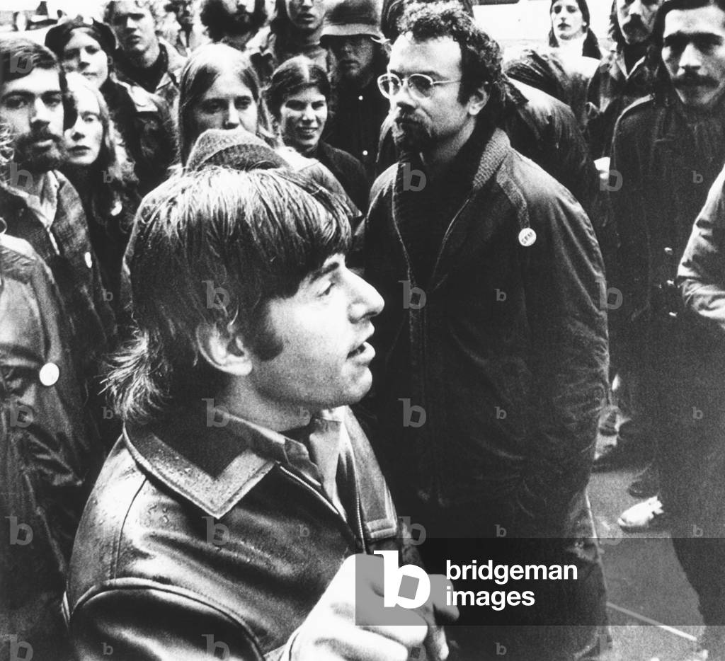 Self-proclaimed Maoist, Prof. H. Bruce Franklin, speaks with supporters at Stanford University. Jan. 28, 1972. He was the author of 'Future Perfect: American Science Fiction of the Nineteenth Century', 1966