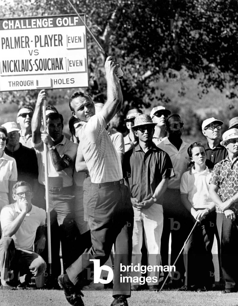 Arnold Palmer tees off on the first hole of the Pauma Valley Counhtry Club in California, January 1964