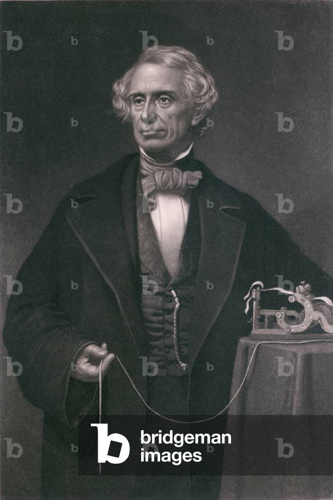 Samuel F. B. Morse (1791-1872), inventor of the magnetic telegraph. Steel engraving by John Sartan