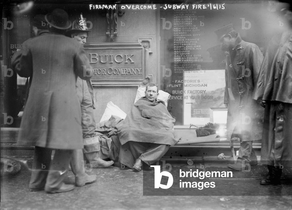 New York City subway fire overcome, Broadway and West 55th Street, New York City, photograph, January 6, 1915