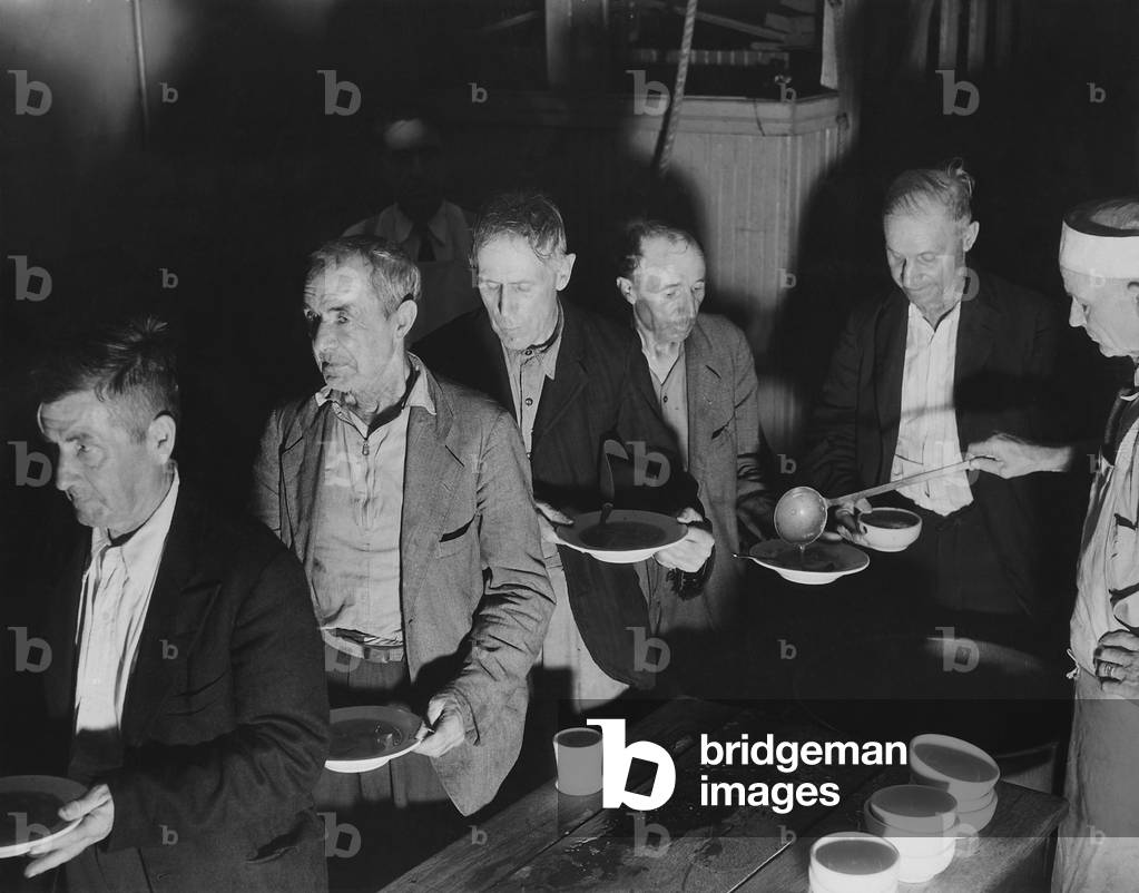 Unemployed men at Volunteers of America Soup Kitchen in Washington D.C. c. 1934-39
