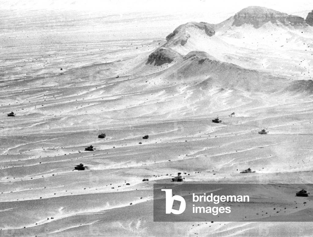 Arab-Israeli War, Israel Army during maneuvers in the desert, Jebel Libnei, Israel, March 8, 1972