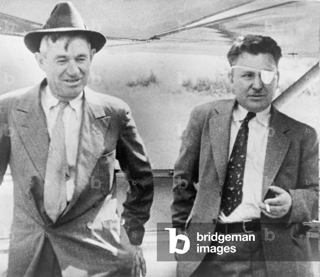Pilot Wiley Post (1898-1935) with actor Will Rogers (1879-1935), the year they died together in an air crash in Alaska on August 15, 1935
