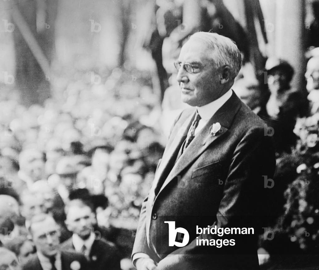 Warren G. Harding (1865-1923) looked like a president, had a good speaking voice, and didn't resist manipulations of his powerful supporters. 1920 campaign portrait