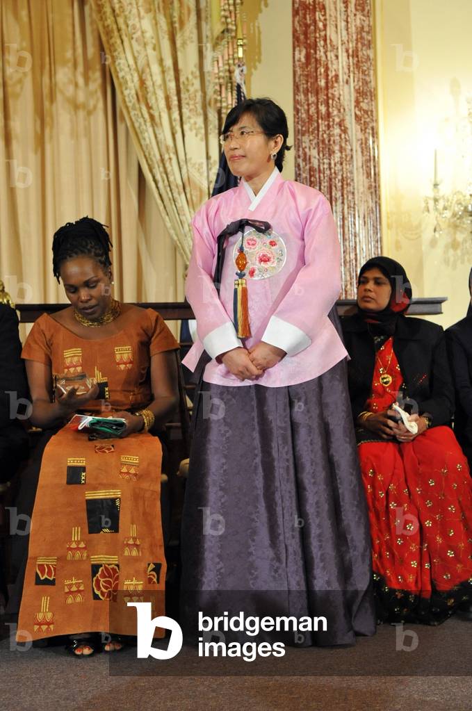 Dr. Lee Ae-ran was a political prisoner with her parents for 8 years as a teenager in North Korea. After she fled to South Korea with her child she became an activist for other women refugees. On March 10 2010 she was honored with the 2010 International (BSWH_2011_8_15)