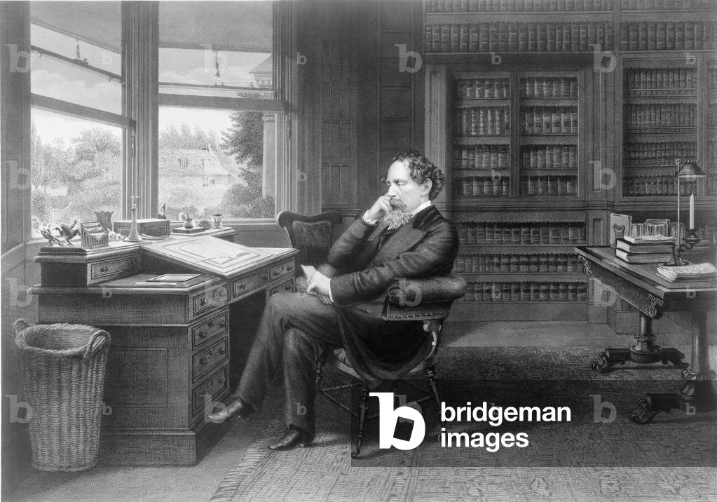 Charles Dickens (1812-1870) in his study at Gad's Hill Place