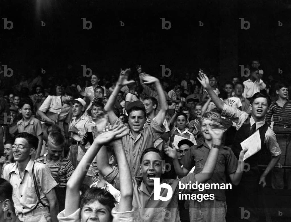 Boys at a ball game at Briggs Stadium, Detroit, Michigan, August 1942 photo by John Vachon.