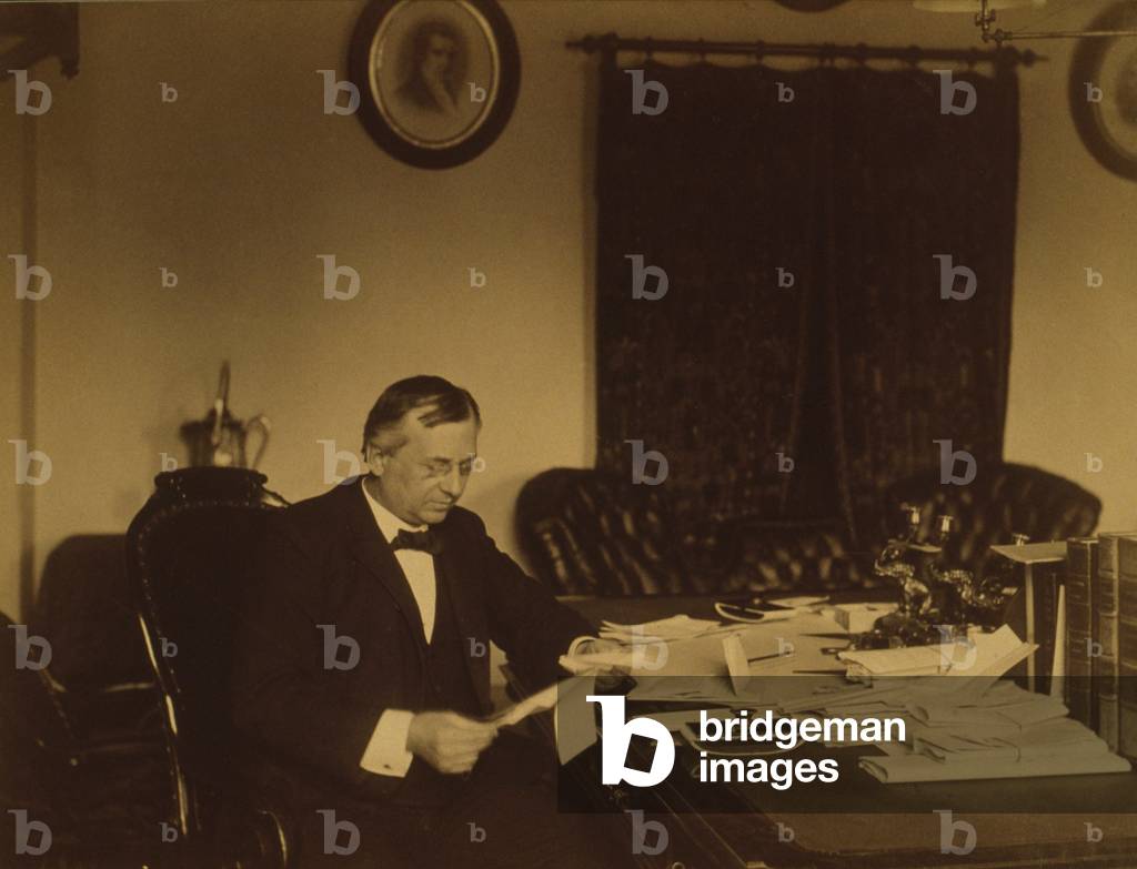 John Wanamaker 1838-1922 opened Philadelphia's first department store in 1875. Photo shows Wanamaker in his role as United States Postmaster General during the Benjamin Harrison. c. 1890