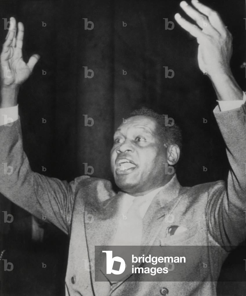 Actor and singer Paul Robeson testifying against the Mundt-Nixon Bill Communist Registration Bill. The bill died in the Senate, but two years later, Congress overrode a Truman Presidential veto to pass the similar Internal Security Act.