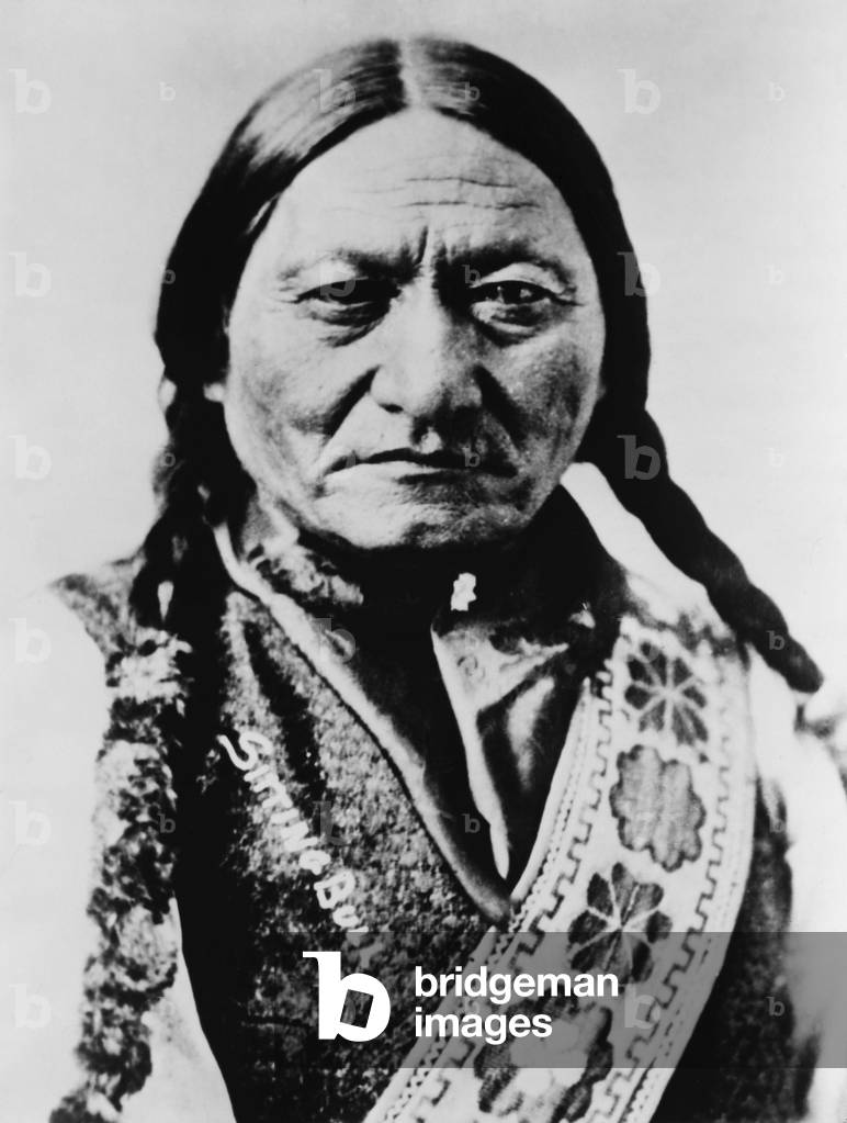 Sitting Bull (1831-1890) Lakota Sioux, in 1885 portrait during his years as a performer in Buffalo Bill's Wild West Show