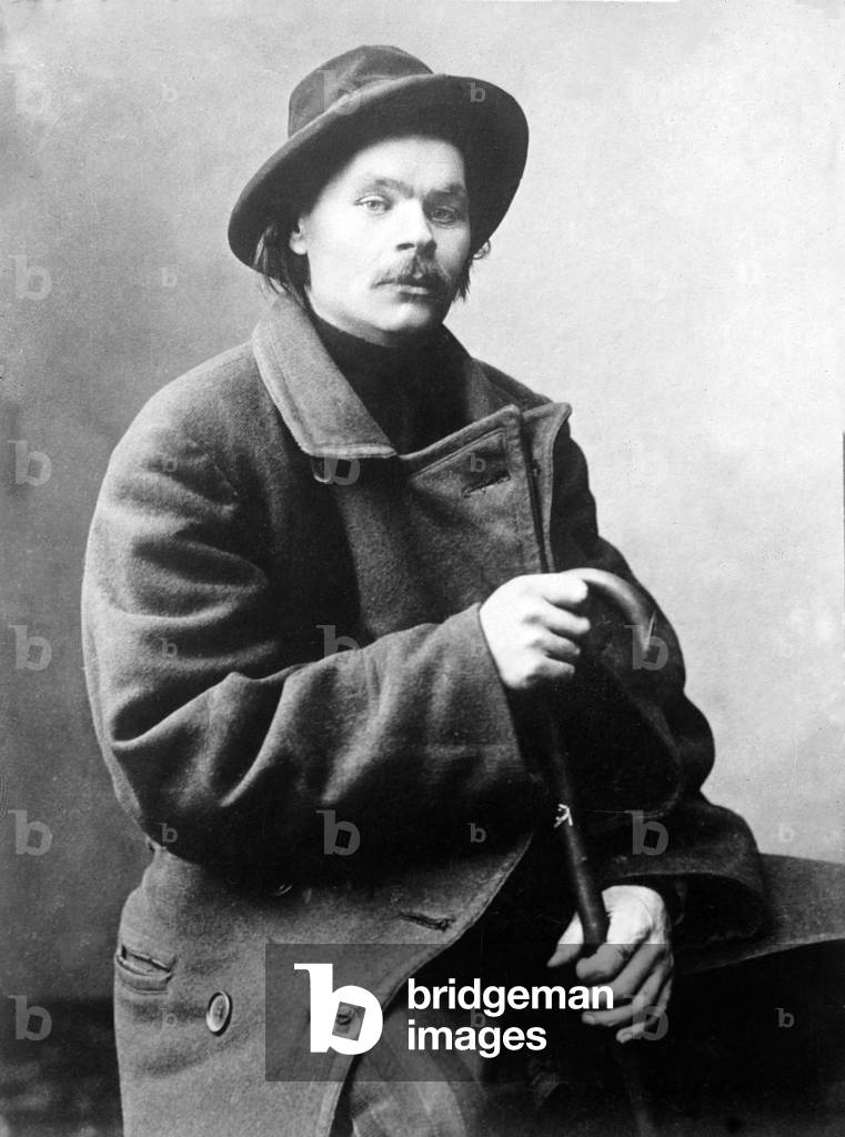 Maxim Gorky (1868-1936) wrote about the life of the working class Russians and supported the Marxist Revolution but was often in conflict with its political leaders. 1910 portrait