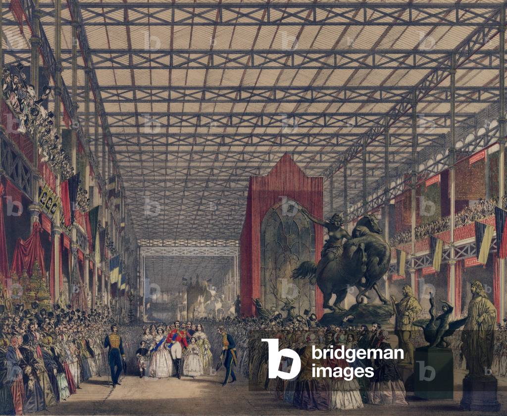 Queen Victoria with Prince Consort Albert and their two oldest children Albert Edward and Victoria lead a royal procession into the Great Industrial Exhibition of 1851