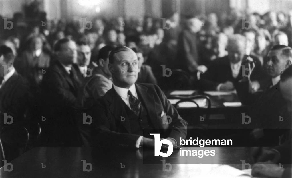 Harry M. Daugherty (1860-1941), testifying at the Senate Investigation of the Teapot Dome scandal. His testimony prompted President Coolidge to demand his resignation