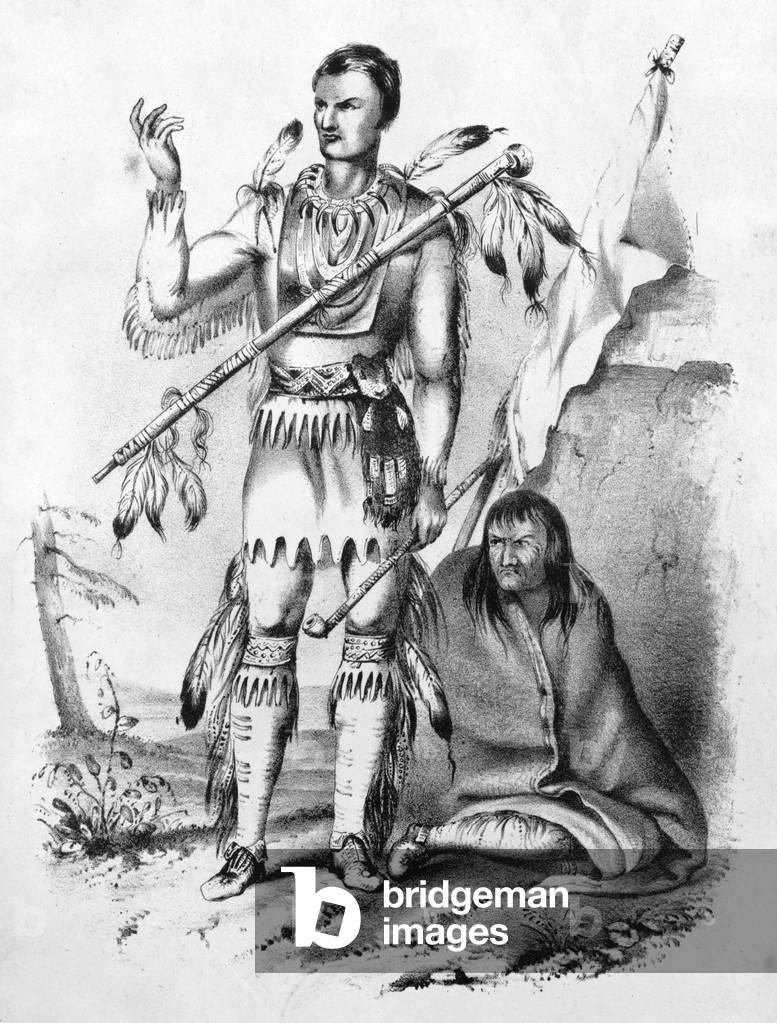 Red-Bird, a Winnebago. lithograph by George Catlin c. 1838