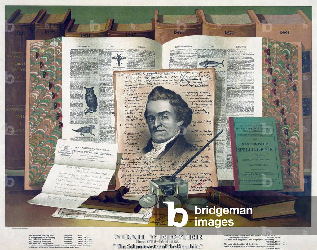 Noah Webster (1758-1843) created an 1828 dictionary with spelling conventions that differentiated America English from that of the British Isles