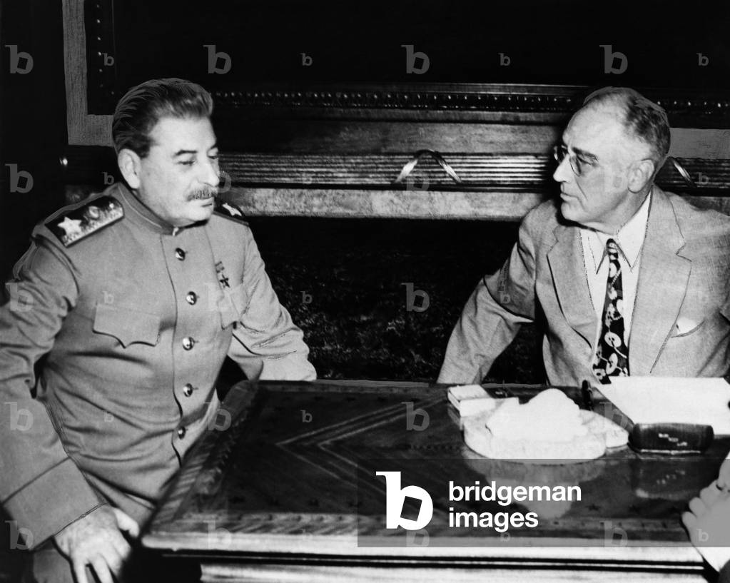 World War II. Soviet Premier Josef Stalin with US President Franklin Delano Roosevelt, c.mid-1940s