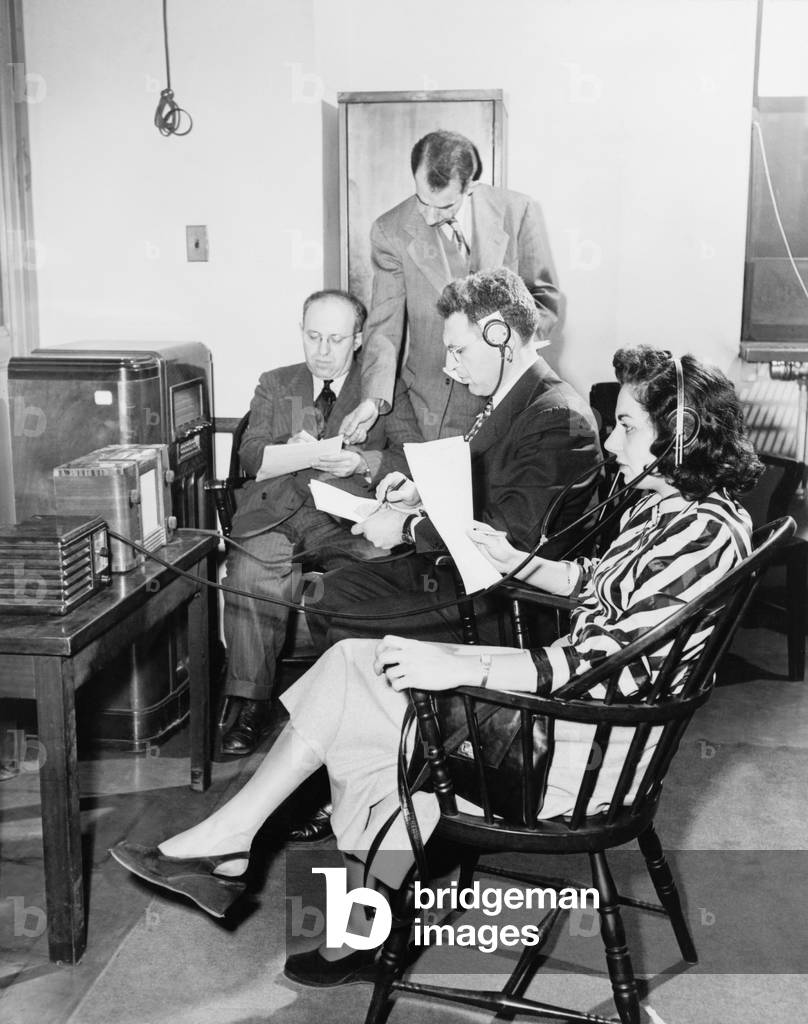 Inspectors of the U.S. Food and Drug Administration, watch television and listen to radio programs for misleading advertising. 1949