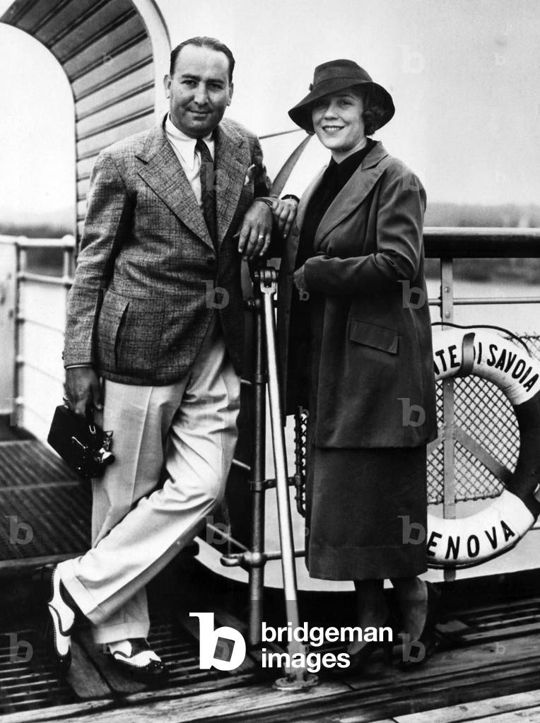American movie producer Hal Wallis and his wife Louise Fazenda, aboard the S.S. Conte Di Savoia after its arrival in New York City, June 11, 1936.
