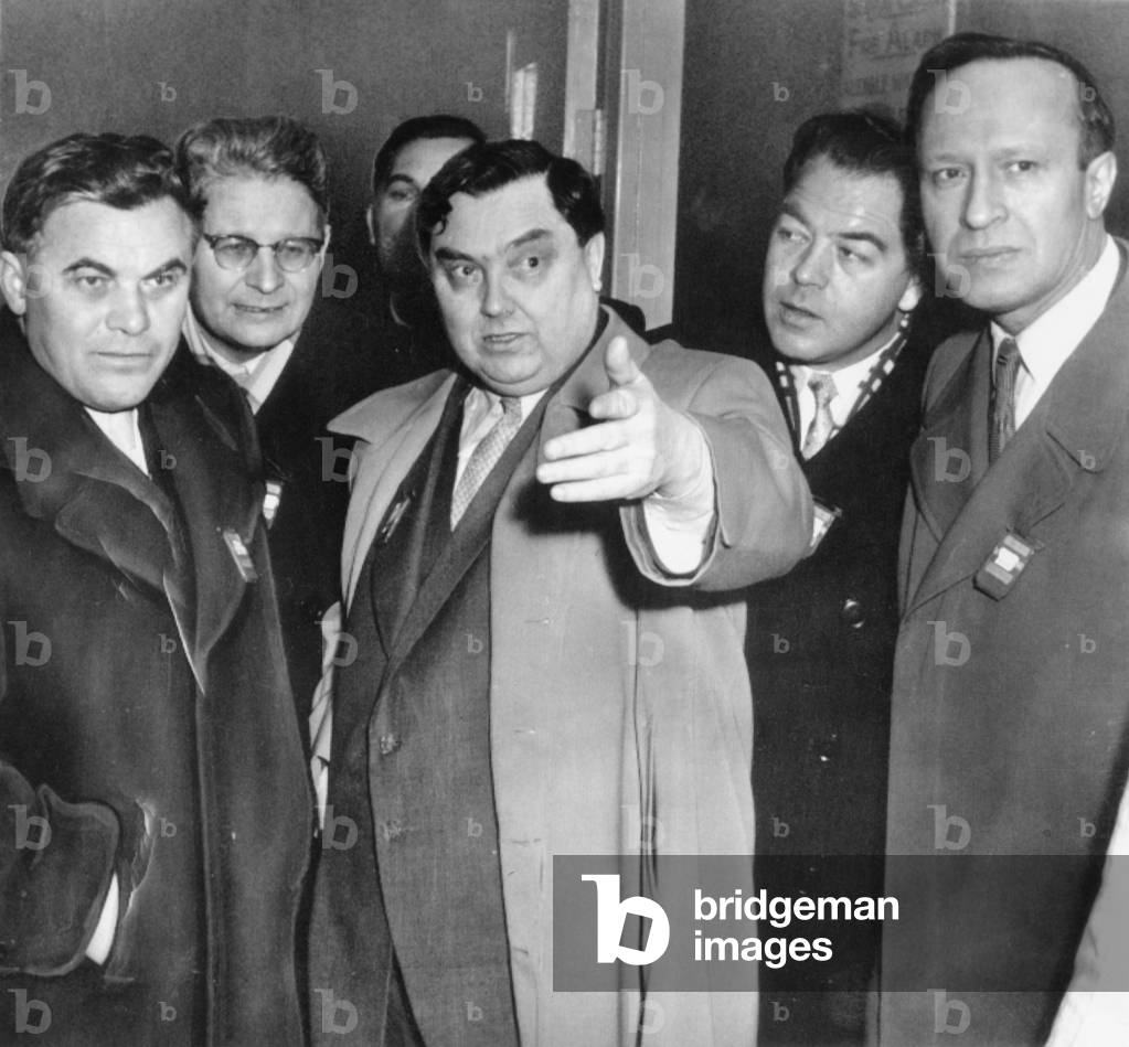 Soviet Russia's Georgy Malenkov visiting the British nuclear plant at Harwell, England. March 19, 1956. Malenkov resigned as Soviet Premier in Feb. 1955, but remained a regular member of the Presidium