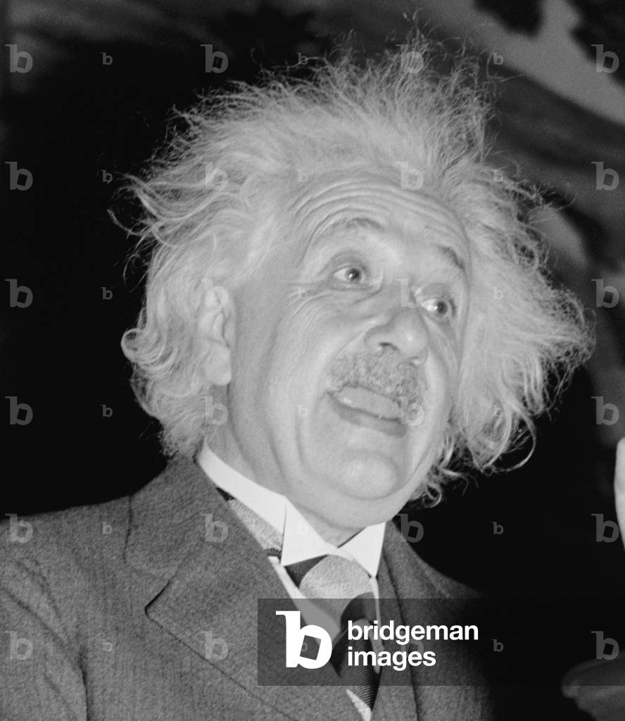 Albert Einstein speaking in Washington, D.C. c.1940 (b/w photo)