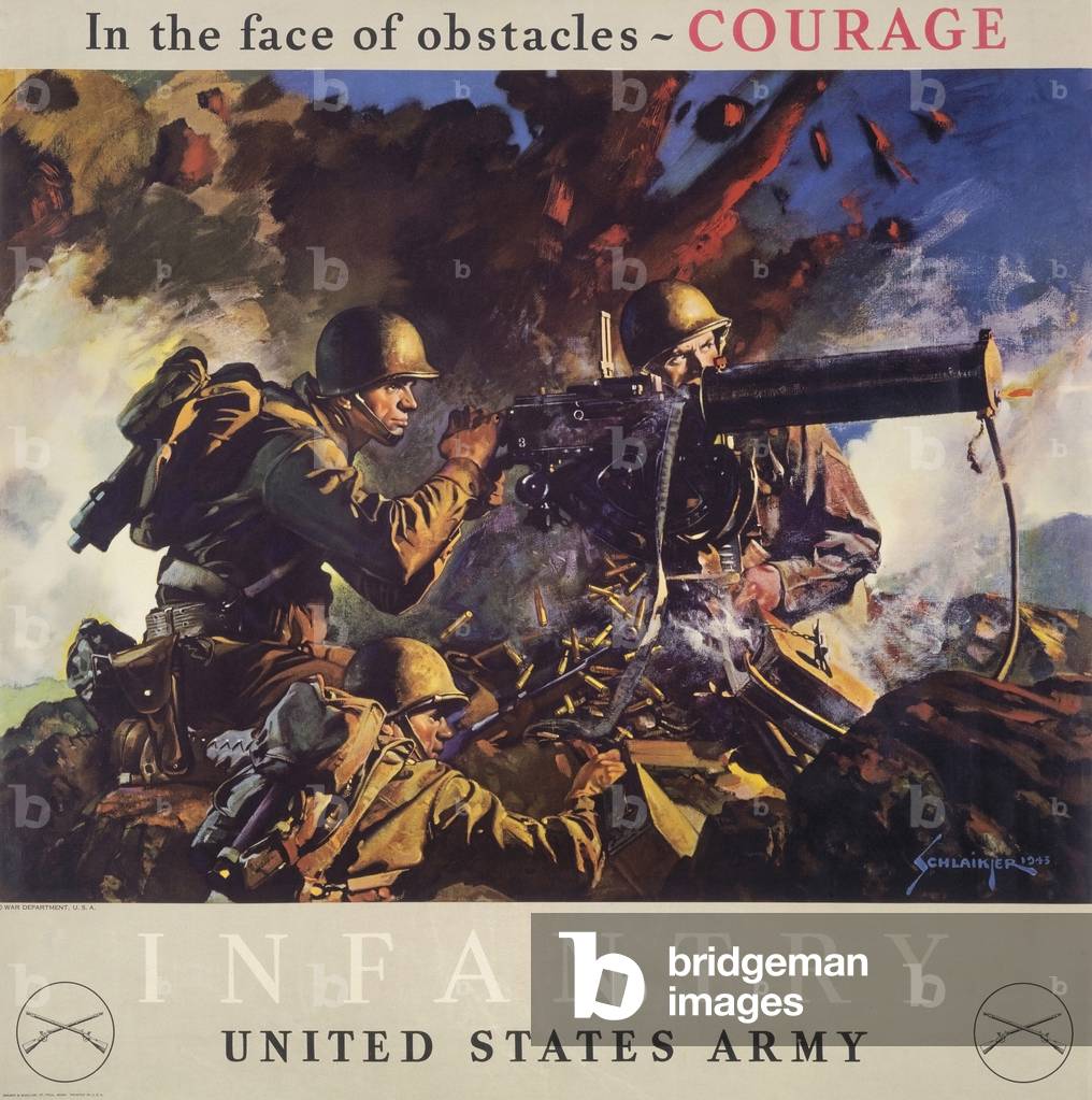 In the Face of Obstacles - Courage. Infantry, United States Army, 1943 (poster)