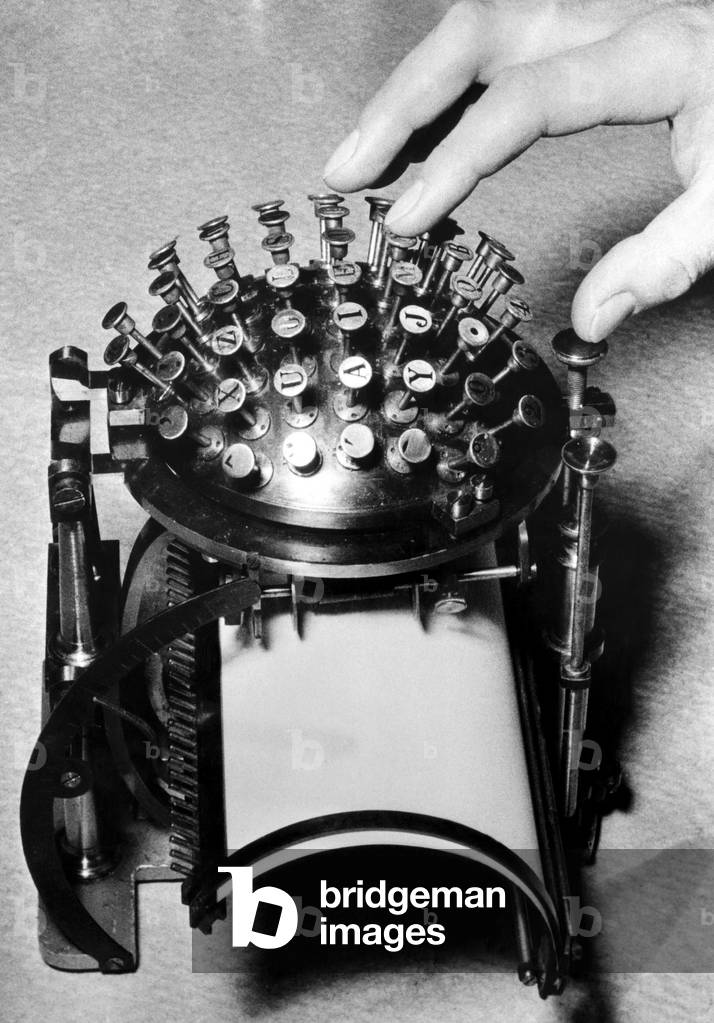 A typewriter designed to conserve the metal needed for the war effort during World War II, c. 1940s.